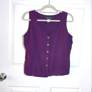 Soliloquy Women's Silk Sleeveless less Lagenlook Button Up Top Large